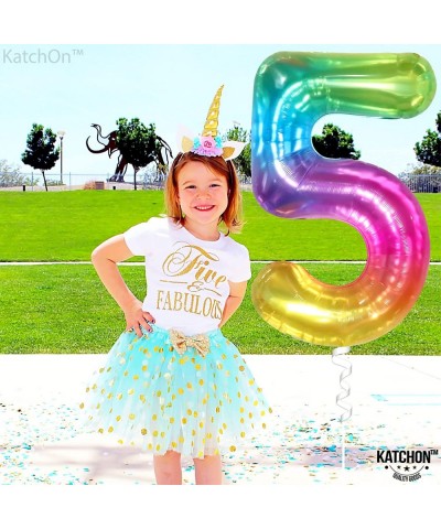 Giant Rainbow Number 5 Balloon - 40 Inch | Rainbow 5 Balloon Number for 5th Birthday Decorations Girl | Number 5 Balloons for...