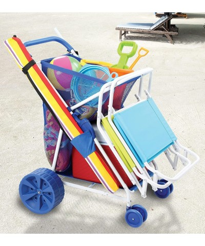 Beach Cart with Big Wheels for Sand - Foldable Wagon with Large Capacity and Easy Transports Beach Gear $85.98 Sandboxes & Be...