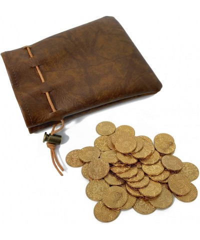 50 DND Fantasy Metal Gold Coins & Leather Pouch for Dungeons & Dragons Novelty Tabletop RPG Board Games Tokens Treasure Coins...