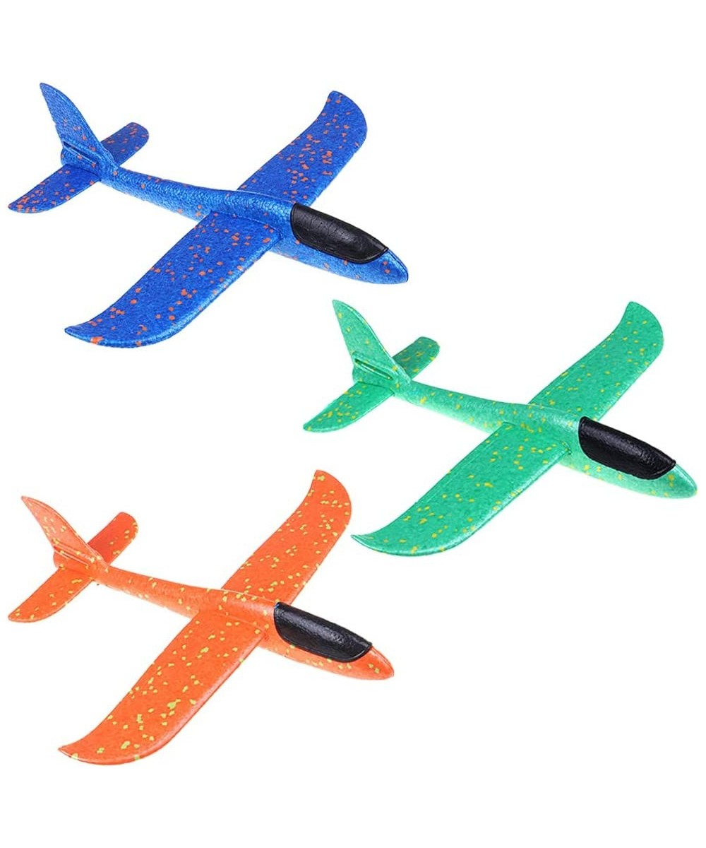 Orange Green Blue 14.2” Throwing Foam Plane 2 Flight Modes Glider Plane Flying Toy for Kids 2 Holes Styrofoam Airplanes Gift ...