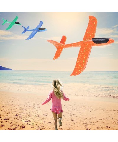 Orange Green Blue 14.2” Throwing Foam Plane 2 Flight Modes Glider Plane Flying Toy for Kids 2 Holes Styrofoam Airplanes Gift ...