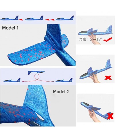 Orange Green Blue 14.2” Throwing Foam Plane 2 Flight Modes Glider Plane Flying Toy for Kids 2 Holes Styrofoam Airplanes Gift ...