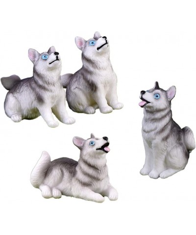 Miniature Dog Figurines Collection Playset 4pcs Mini Husky Puppy Dog Figures Animals Toy Cake Toppers Micro Landscape Decor O...