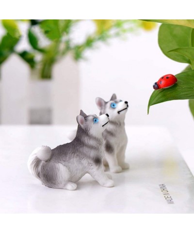 Miniature Dog Figurines Collection Playset 4pcs Mini Husky Puppy Dog Figures Animals Toy Cake Toppers Micro Landscape Decor O...