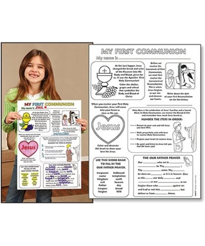 My First Communion Color Your Own Poster Arts and Craft Activity Pack of 50 $77.70 Kids' Drawing & Writing Boards