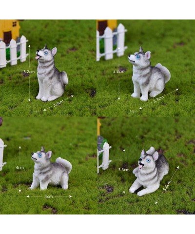 Miniature Dog Figurines Collection Playset 4pcs Mini Husky Puppy Dog Figures Animals Toy Cake Toppers Micro Landscape Decor O...