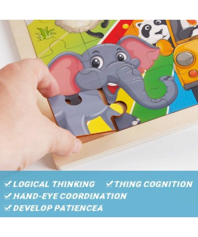 4 Packs 24 PCs Jigsaw Puzzles for Kids Preschool Educational Brain Teaser Boards Toys Animal Zoo Bus Marine World Constructio...