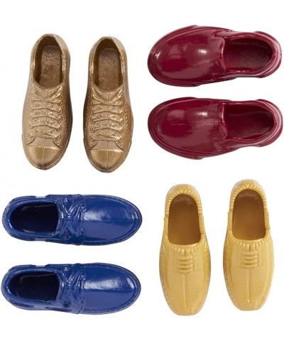 Doll Story Starters Accessories - 4 Pack of Shoes for Ken or Other Male Doll ~ Blue Loafers Gold Sneakers Red Slip Ons and Be...