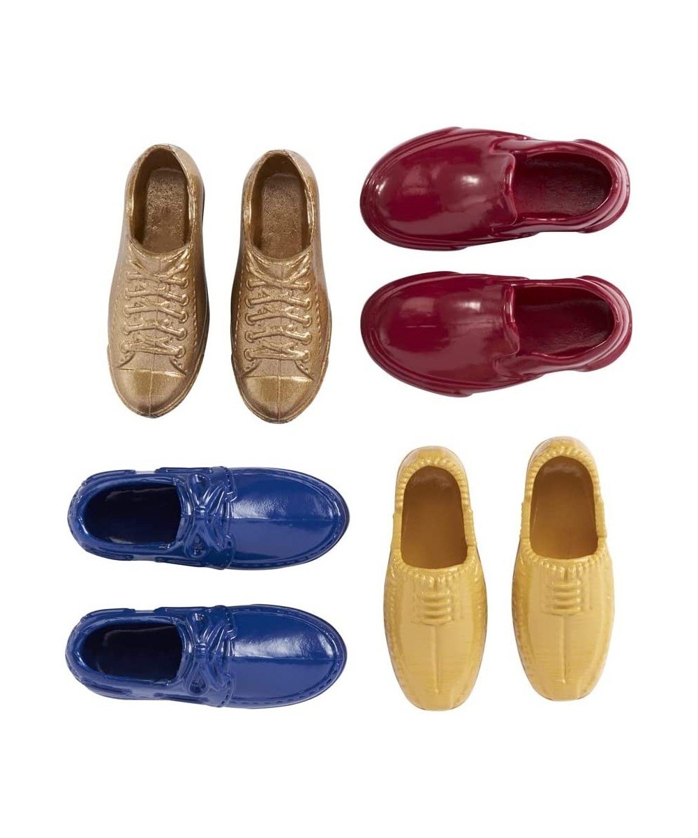 Doll Story Starters Accessories - 4 Pack of Shoes for Ken or Other Male Doll ~ Blue Loafers Gold Sneakers Red Slip Ons and Be...