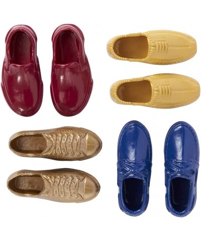 Doll Story Starters Accessories - 4 Pack of Shoes for Ken or Other Male Doll ~ Blue Loafers Gold Sneakers Red Slip Ons and Be...