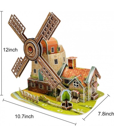 3D Puzzle for Adults Kids Holland Windmill 3D Puzzles with Music Box DIY 3D Puzzle Brain Teaser Puzzles for Room Holiday Chri...