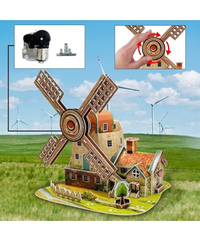 3D Puzzle for Adults Kids Holland Windmill 3D Puzzles with Music Box DIY 3D Puzzle Brain Teaser Puzzles for Room Holiday Chri...