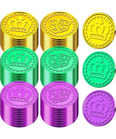 160 Pcs Mardi Gras Coins Plastic Gold Coins Green Purple Gold Fake Gold Coins Mardi Gras Decorations Centerpiece Mardi Gras T...