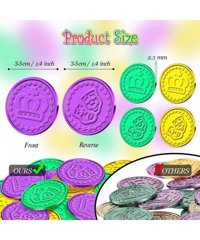 160 Pcs Mardi Gras Coins Plastic Gold Coins Green Purple Gold Fake Gold Coins Mardi Gras Decorations Centerpiece Mardi Gras T...