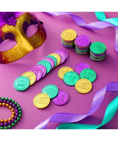 160 Pcs Mardi Gras Coins Plastic Gold Coins Green Purple Gold Fake Gold Coins Mardi Gras Decorations Centerpiece Mardi Gras T...