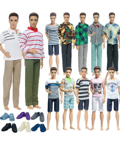 5 Set/Pack 3 Handmade Men's Doll Outfit Pants T-Shirt Casual Daily Wear 2 Shoes Slippers Clothes for Barbie Doll Ken Accessor...