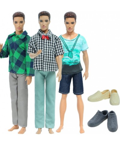 5 Set/Pack 3 Handmade Men's Doll Outfit Pants T-Shirt Casual Daily Wear 2 Shoes Slippers Clothes for Barbie Doll Ken Accessor...