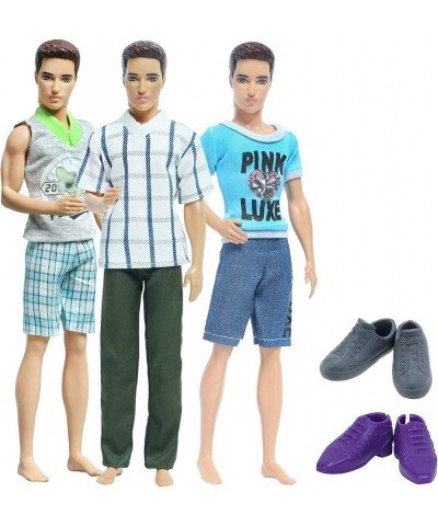 5 Set/Pack 3 Handmade Men's Doll Outfit Pants T-Shirt Casual Daily Wear 2 Shoes Slippers Clothes for Barbie Doll Ken Accessor...