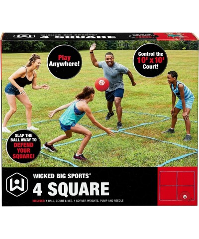 4 Square Game with Court Lines for Outdoor Play in The Backyard Beach Park Fun for All red (1925) $43.13 Floor Games