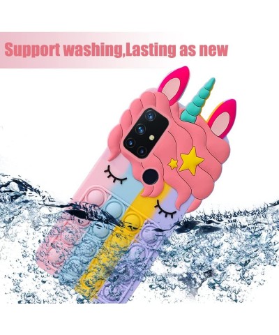 for OnePlus Nord N10 5G with Strap Fidget Toys Stress Relief Phone Case Push Pop Bubble 3D Cartoon Funny Cute Silicone Cover ...