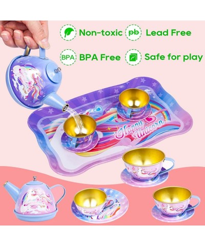 Tea Party Set for Little Girls 38PCS Princess Toddler Tea Time Toy and Kitchen Pretend Play with Tin Tea Set Doughnut Candies...