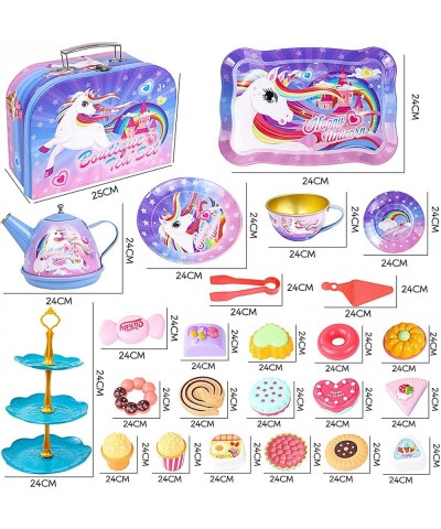 Tea Party Set for Little Girls 38PCS Princess Toddler Tea Time Toy and Kitchen Pretend Play with Tin Tea Set Doughnut Candies...