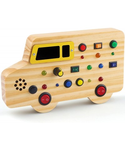 Wooden Toddler Toys Montessori Busy Board Sensory Toys with Light up LED Sounds Buttons Wooden Car Toys Education Toys Montes...