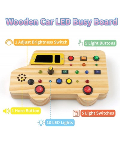 Wooden Toddler Toys Montessori Busy Board Sensory Toys with Light up LED Sounds Buttons Wooden Car Toys Education Toys Montes...