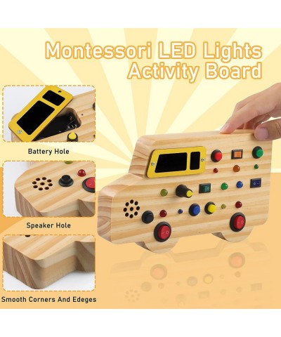 Wooden Toddler Toys Montessori Busy Board Sensory Toys with Light up LED Sounds Buttons Wooden Car Toys Education Toys Montes...