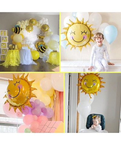 Sun Flower Foil Balloons Smiley Sunshine Sun Aluminum Balloon Birthday Wedding Decoration 26 Inch 5 Pcs $17.09 Kids' Party De...