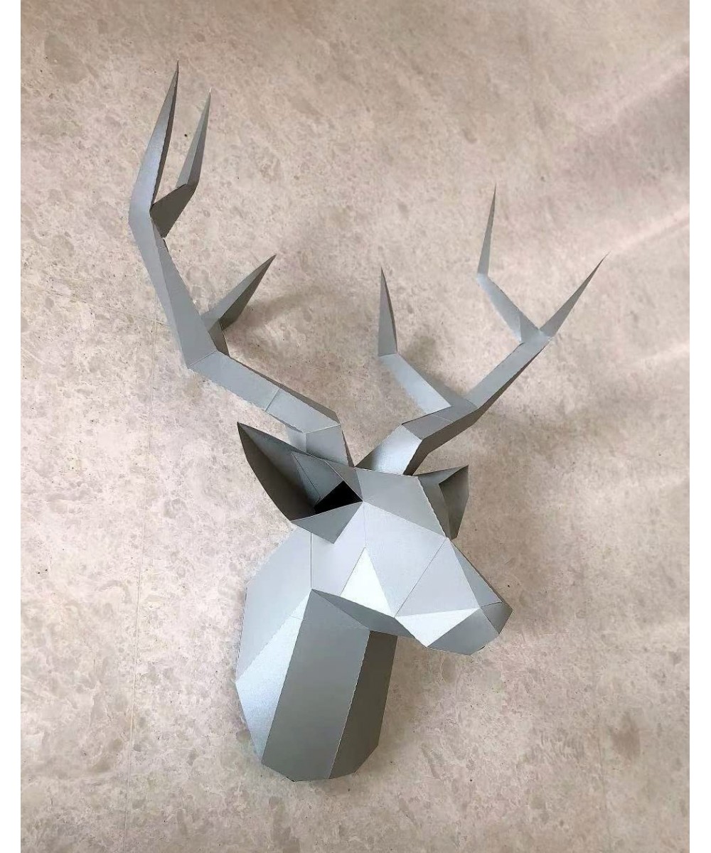 Deer-Head Pre-Cut DIY Paper Craft Templates Wall Decor Art Piece Paper Sculpture Paper Toy Ornament 3D Animal Head Geometric ...