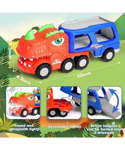 Dinosaur Truck Toy for Kids 3-5 Dinosaur Car Set with 4 Small Pull Back Cars Dinosaur Car Toy Playset for Age 6 7 8 Years Old...