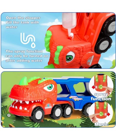 Dinosaur Truck Toy for Kids 3-5 Dinosaur Car Set with 4 Small Pull Back Cars Dinosaur Car Toy Playset for Age 6 7 8 Years Old...