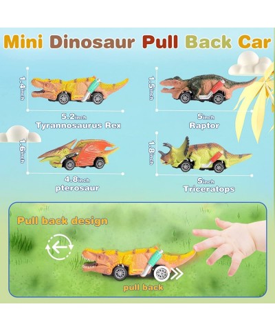 Dinosaur Truck Toy for Kids 3-5 Dinosaur Car Set with 4 Small Pull Back Cars Dinosaur Car Toy Playset for Age 6 7 8 Years Old...