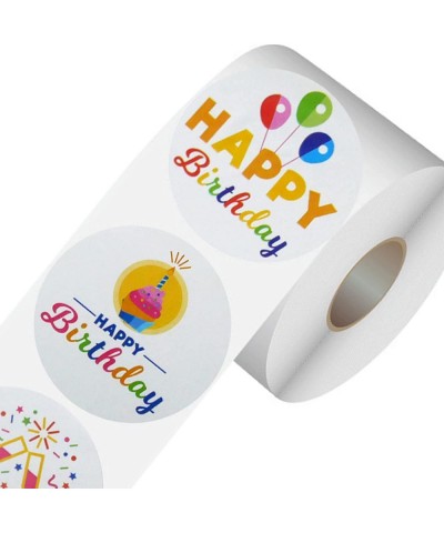 Happy Birthday Stickers Roll 1.5" Round Waterproof Birthday Sticker Labels 500pcs Self Adhesive Happy Birthday Labels for Bab...