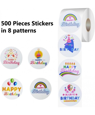 Happy Birthday Stickers Roll 1.5" Round Waterproof Birthday Sticker Labels 500pcs Self Adhesive Happy Birthday Labels for Bab...