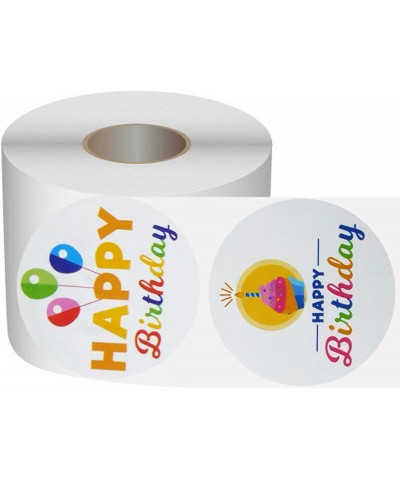 Happy Birthday Stickers Roll 1.5" Round Waterproof Birthday Sticker Labels 500pcs Self Adhesive Happy Birthday Labels for Bab...