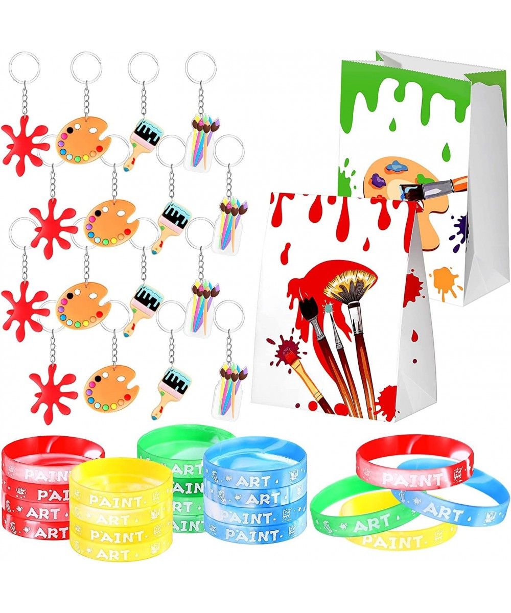 48 Pcs Paint Art Party Favors Set Paint Art Party Gift Include Keychain Silicone Wristband and Art Party Goodie Bag Painting ...