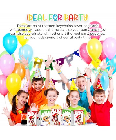 48 Pcs Paint Art Party Favors Set Paint Art Party Gift Include Keychain Silicone Wristband and Art Party Goodie Bag Painting ...