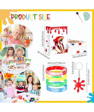 48 Pcs Paint Art Party Favors Set Paint Art Party Gift Include Keychain Silicone Wristband and Art Party Goodie Bag Painting ...