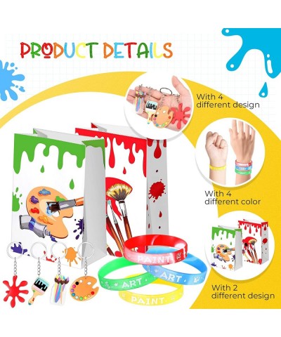 48 Pcs Paint Art Party Favors Set Paint Art Party Gift Include Keychain Silicone Wristband and Art Party Goodie Bag Painting ...