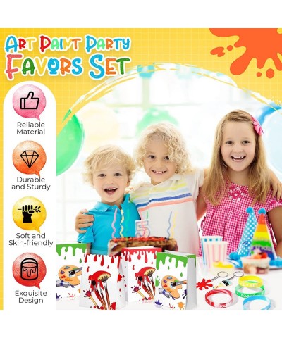 48 Pcs Paint Art Party Favors Set Paint Art Party Gift Include Keychain Silicone Wristband and Art Party Goodie Bag Painting ...