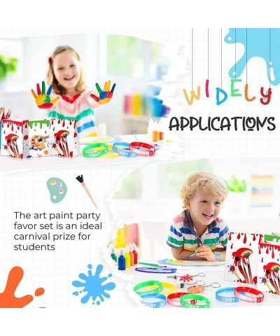 48 Pcs Paint Art Party Favors Set Paint Art Party Gift Include Keychain Silicone Wristband and Art Party Goodie Bag Painting ...