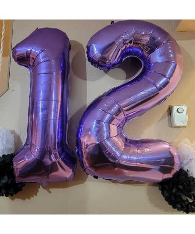 Large 10 Balloon Number Purple 40 Inch Helium Foil Number 1 & 0 Balloons Self Inflating with Confetti Balloons for Girls Wome...