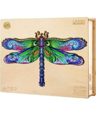 Wooden Jigsaw Puzzles-Wooden Puzzle Adult Unique Shape Advanced Big Dragonfly Wooden Jigsaw Puzzle for Adult Best Gift for Ad...