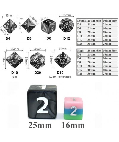 Dice- DND Dice Set 25mm RPG Dice for Dungeons and Dragons D&D Pathfinder MTG Role Playing Dice Giant Black Polyhedral Dice wi...