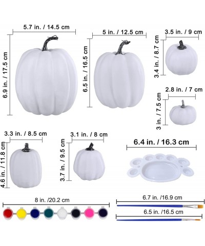 7 Sets DIY Fall Pumpkin Painting Kits Assorted White Foam Pumpkins Craft Pumpkins to Paint for Kids Fall Halloween Thanksgivi...