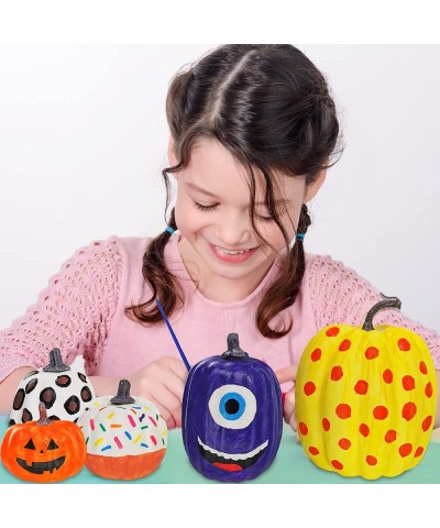 7 Sets DIY Fall Pumpkin Painting Kits Assorted White Foam Pumpkins Craft Pumpkins to Paint for Kids Fall Halloween Thanksgivi...