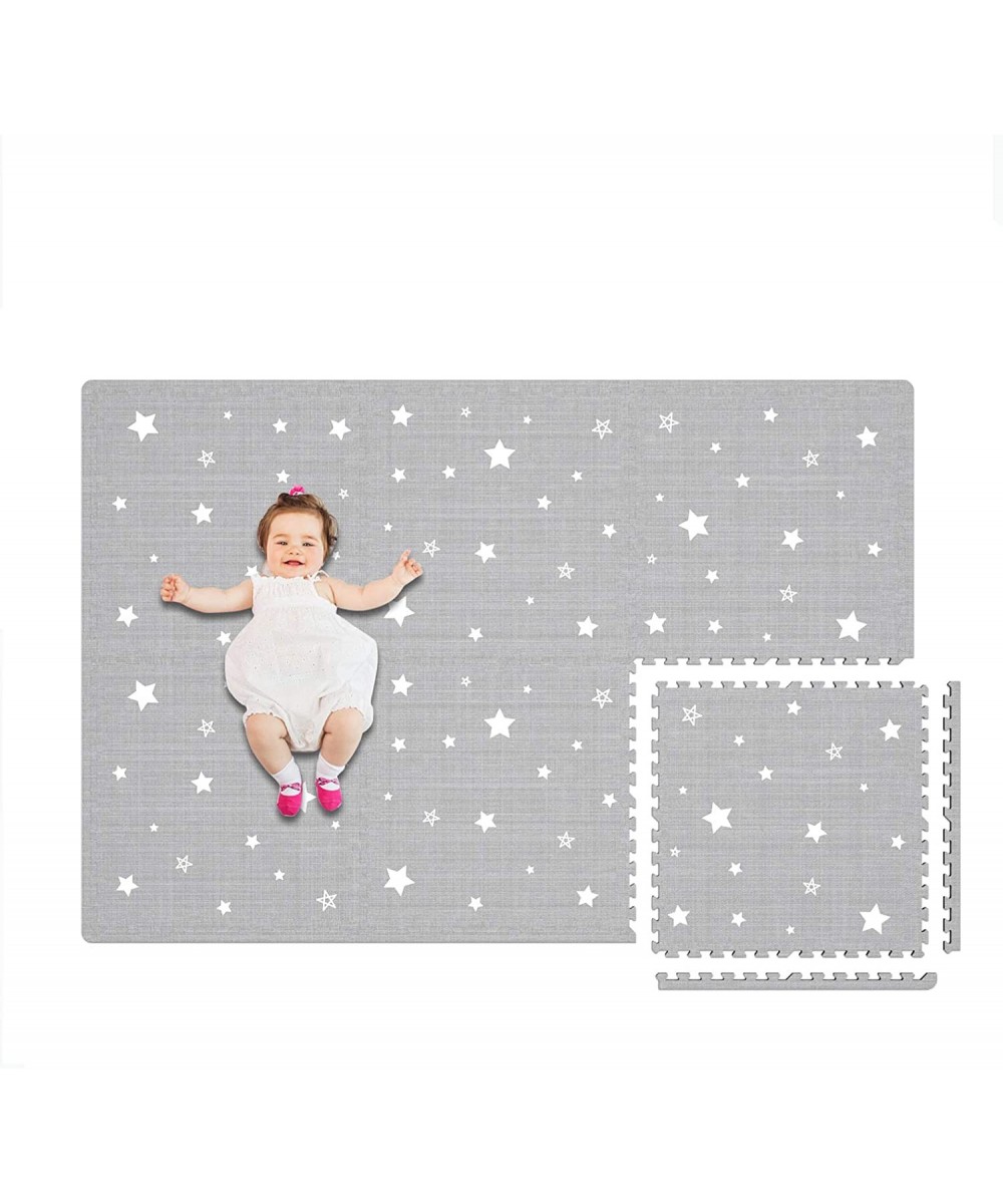 Extra Large Baby Play Mat - 4FT x 6FT Non-Toxic Foam Puzzle Floor Mat for Kids & Toddlers (Grey/White Star) $89.82 Puzzle Pla...