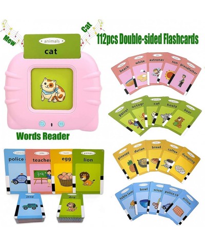 Educational Toddler Toy Flashcards Device 112PCS Double-Sided Illustrations Words Audible Preschool Learning Flash Cards Read...